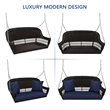 Jeco Wicker Porch Swing in Espresso with Blue Cushion
