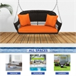 Jeco Wicker Porch Swing in Espresso with Orange Cushion