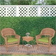 Jeco 3 Piece Resin Wicker Patio Conversation Set in Honey and Green