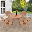 Jeco 5 Piece Resin Wicker Outdoor Patio Dining Set in Honey