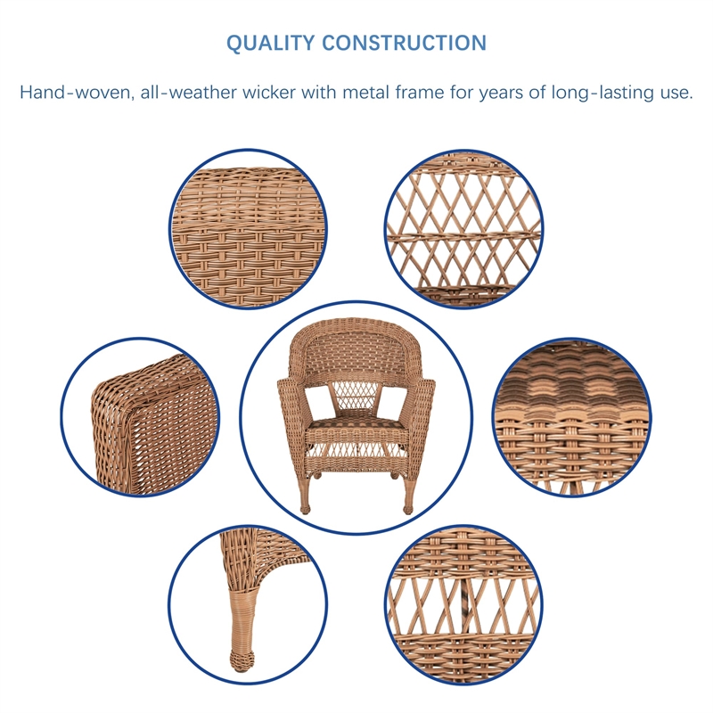 Jeco 5 Piece Resin Wicker Outdoor Patio Dining Set in Honey