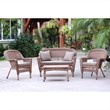 Jeco 4pc Wicker Conversation Set in Honey with Cocoa Brown Cushions