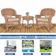 Jeco 3pc Wicker Rocker Chair Set in Honey with Tan Cushion