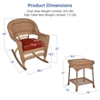 Jeco 3pc Wicker Rocker Chair Set in Honey with Red Cushion
