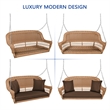 Jeco Honey Resin Wicker Hanging Porch Swing with Cushion in Brown