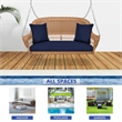 Jeco Honey Resin Wicker Hanging Porch Swing with Cushion in Blue