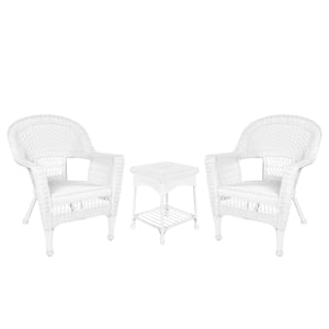Jeco 3 Piece Wicker Conversation Set in White without Cushion
