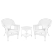 Jeco 3 Piece Wicker Conversation Set in White without Cushion