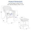 Jeco 3 Piece Wicker Conversation Set in White without Cushion