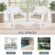 Jeco Wicker / Rattan Chair in White with Tan Cushion (Set of 2)