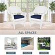 Jeco Wicker Wicker / Rattan Chair in White with Blue Cushion (Set of 2)