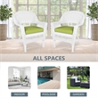 Jeco Wicker Chair in White with Green Cushion (Set of 2)