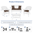 Jeco 4pc Wicker Conversation Set in White with Cocoa Brown Cushions