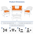 Jeco 4pc Wicker Conversation Set in White with Brick Orange Cushions
