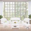 Jeco 5 Piece Resin Wicker Modern Patio Sofa Set in White