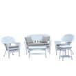 Jeco 5pc Wicker Conversation Set in White with Tan Cushions