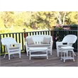 Jeco 5pc Wicker Conversation Set in White with Tan Cushions