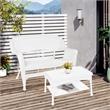 Jeco Wicker Patio Love Seat and Coffee Table Set in White without Cushion