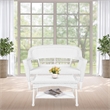Jeco Wicker Patio Love Seat and Coffee Table Set in White without Cushion
