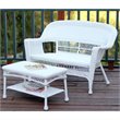 Jeco Wicker Patio Love Seat and Coffee Table Set in White without Cushion