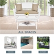 Jeco Wicker Patio Love Seat and Coffee Table Set in White with Tan Cushion