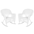 Jeco Resin Wicker Patio Rocker in White (Set of 2)
