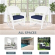 Jeco Rocker Wicker Chair in White with Blue Cushion (Set of 2)
