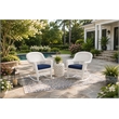 White Resin Wicker Rocking Chair with Midnight Blue Cushion- Set of 2