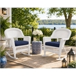 White Resin Wicker Rocking Chair with Midnight Blue Cushion- Set of 2