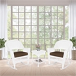 Jeco 3pc Rocker Wicker Chair Set in White with Brown Cushion