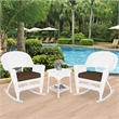 Jeco 3pc Rocker Wicker Chair Set in White with Brown Cushion