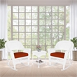 Jeco 3pc Rocker Wicker Chair Set in White with Red Cushion