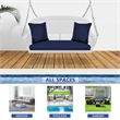 Jeco Wicker Porch Swing in White with Blue Cushion