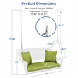 Jeco Wicker Porch Swing in White with Green Cushion