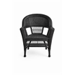 Black Resin Wicker Chair And End Table Set Without Cushion- 3pc Set