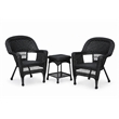 Black Resin Wicker Chair And End Table Set Without Cushion- 3pc Set