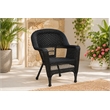 Black Resin Wicker Chair And End Table Set Without Cushion- 3pc Set
