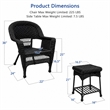 Black Resin Wicker Chair And End Table Set Without Cushion- 3pc Set
