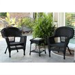 Jeco 3 Piece Wicker Conversation Set in Black without Cushions