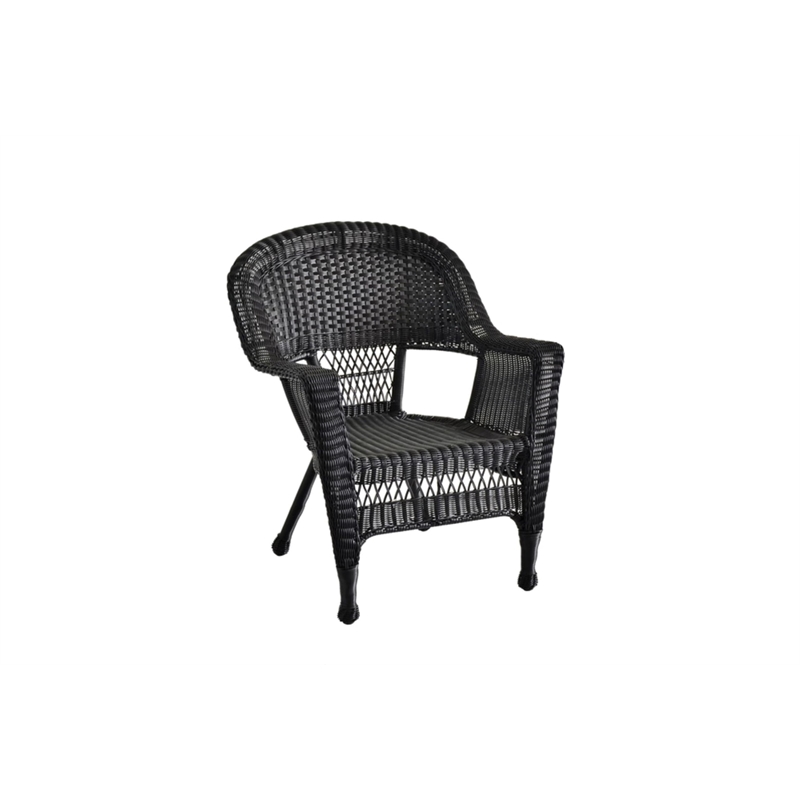 Jeco 3 Piece Wicker Conversation Set with Black Cushions