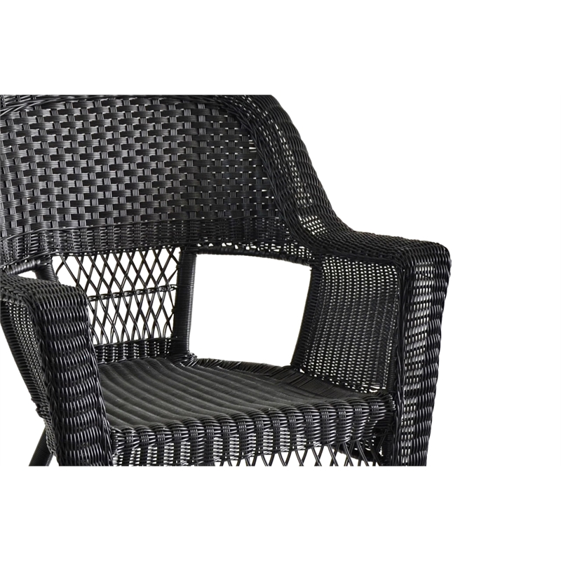 Jeco 3 Piece Wicker Conversation Set with Black Cushions