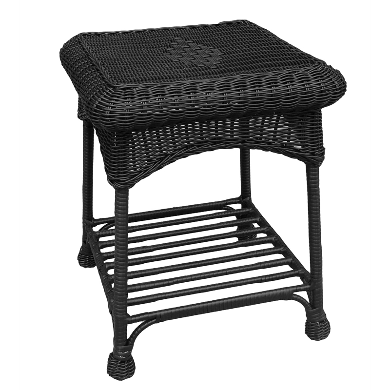 Jeco 3 Piece Wicker Conversation Set with Black Cushions