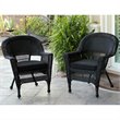 Jeco Wicker Chair in Black with Black Cushion (Set of 2)