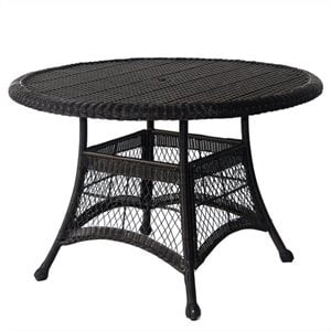 Jeco Wicker 44&quot Round Dining Table in Black