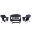 Jeco 4 Piece Resin Wicker Modern Patio Sofa Set in Black