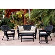 Jeco 5pc Wicker Conversation Set in Black with Tan Cushion