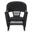 Jeco Wicker Rocker Chair in Black with Tan Cushion (Set of 2)