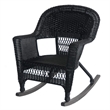 Jeco Wicker Rocker Chair in Black with Tan Cushion (Set of 2)