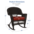 Jeco Wicker Rocker Chair in Black with Red Cushion (Set of 2)