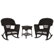 Jeco 3pc Resin Wicker Outdoor Patio Rocker Chair Set in Black